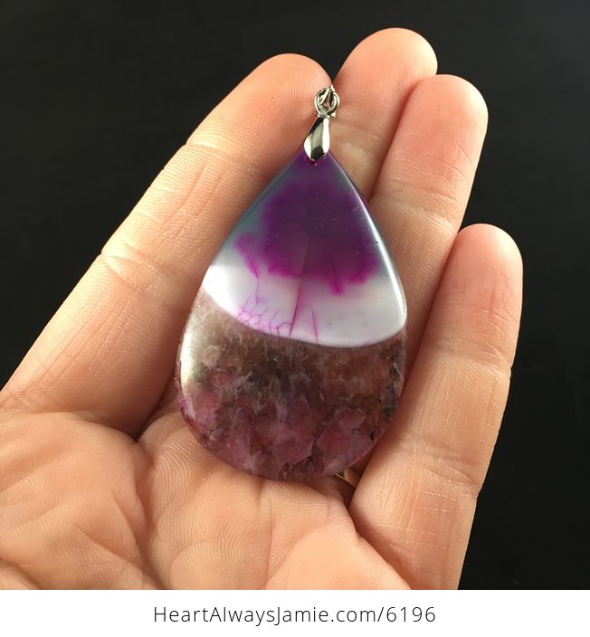 Green and Purple Druzy Agate Stone Jewelry Pendant - #WcAys7sMGIQ-1