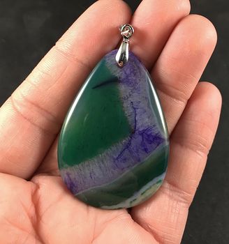 Green and Purple Druzy Agate Stone Pendant #RqrYBkGyp58