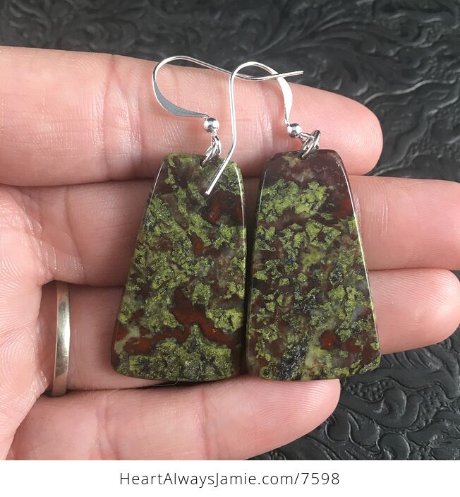 Green and Red African Bloodstone Jewelry Earrings - #CWpOUJM8EUA-2