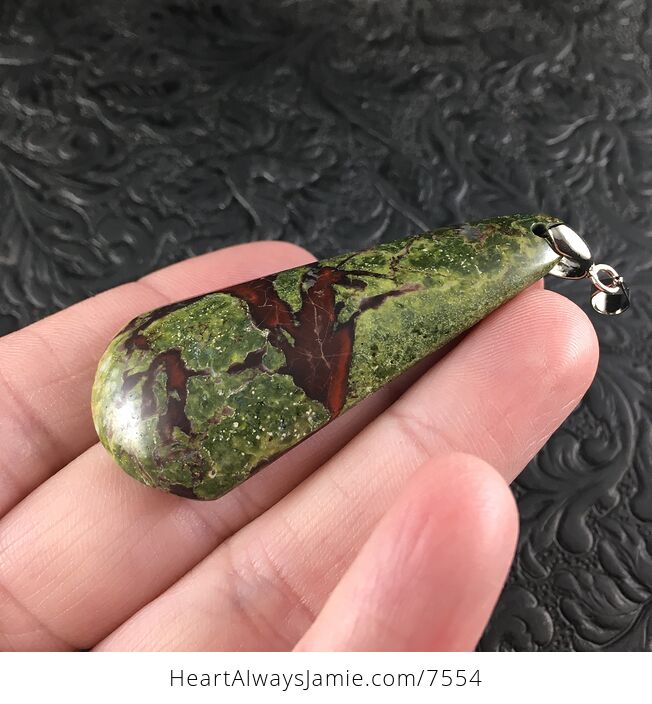 Green and Red African Bloodstone Jewelry Pendant - #J0Q9Fnbx7to-3