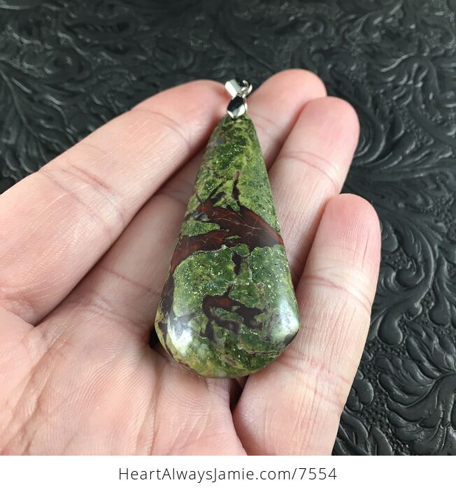 Green and Red African Bloodstone Jewelry Pendant - #J0Q9Fnbx7to-2