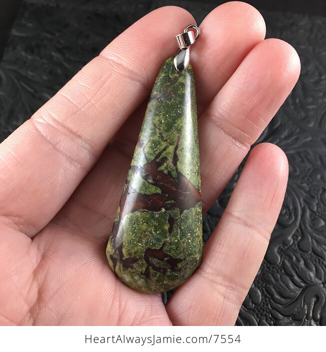 Green and Red African Bloodstone Jewelry Pendant - #J0Q9Fnbx7to-1