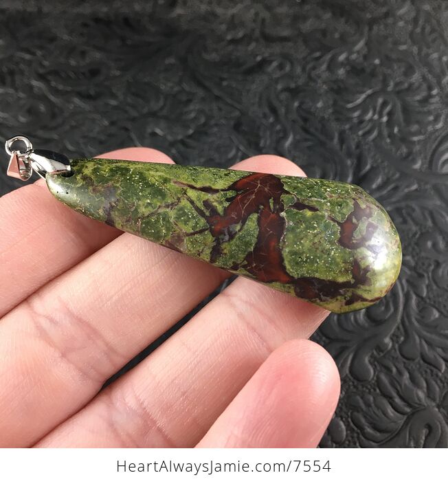 Green and Red African Bloodstone Jewelry Pendant - #J0Q9Fnbx7to-4