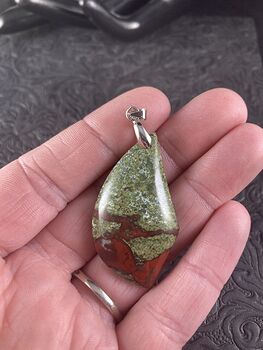 Green and Red African Bloodstone Natural Jewelry Pendant #YXKcyjkykGY