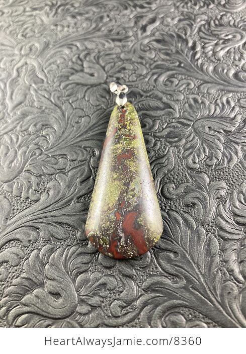 Green and Red African Bloodstone Natural Jewelry Pendant - #QYSK31qIUVw-4