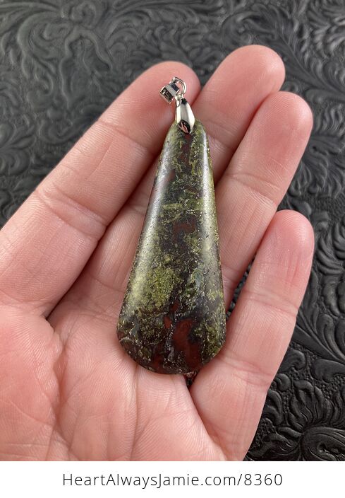 Green and Red African Bloodstone Natural Jewelry Pendant - #QYSK31qIUVw-2