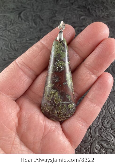 Green and Red African Bloodstone Natural Jewelry Pendant - #TlUIFjx7FQs-1