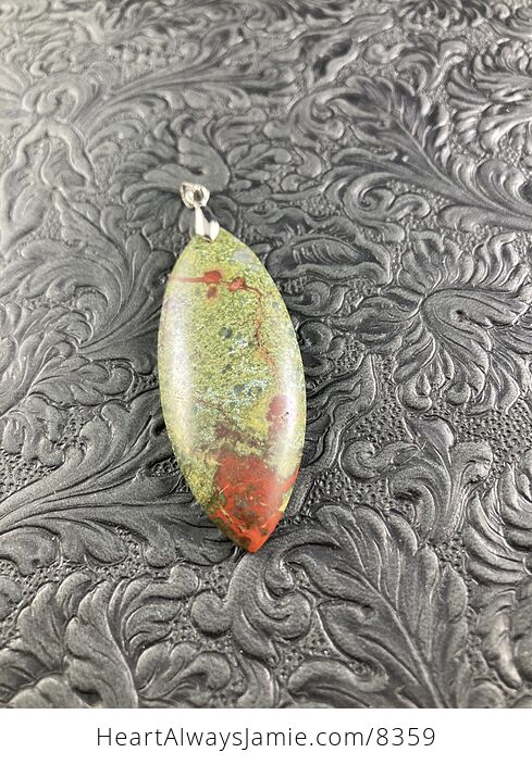 Green and Red African Bloodstone Natural Jewelry Pendant - #U4NHSvK7Gy0-3