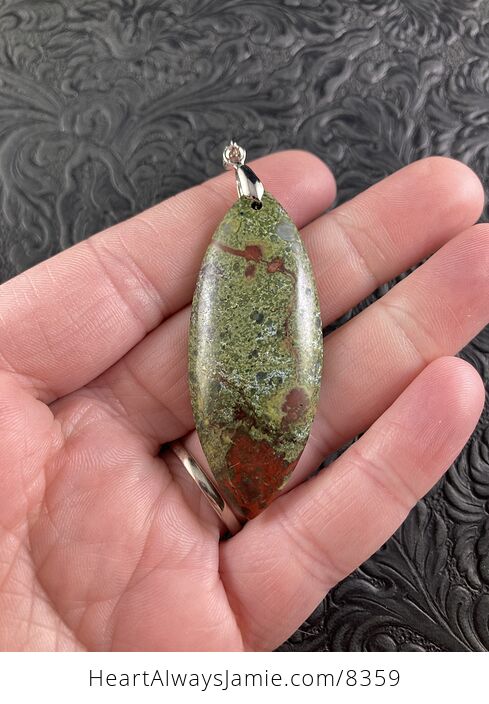 Green and Red African Bloodstone Natural Jewelry Pendant - #U4NHSvK7Gy0-1