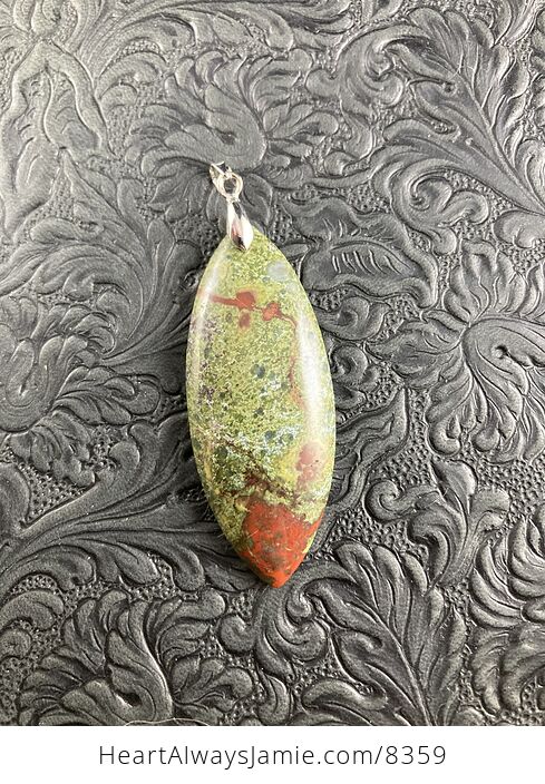 Green and Red African Bloodstone Natural Jewelry Pendant - #U4NHSvK7Gy0-2