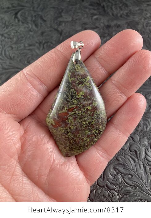 Green and Red African Bloodstone Natural Jewelry Pendant - #VWn5EmMxfcQ-1