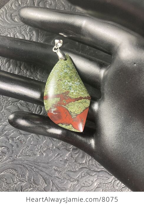 Green and Red African Bloodstone Natural Jewelry Pendant - #YXKcyjkykGY-7