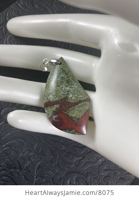 Green and Red African Bloodstone Natural Jewelry Pendant - #YXKcyjkykGY-6