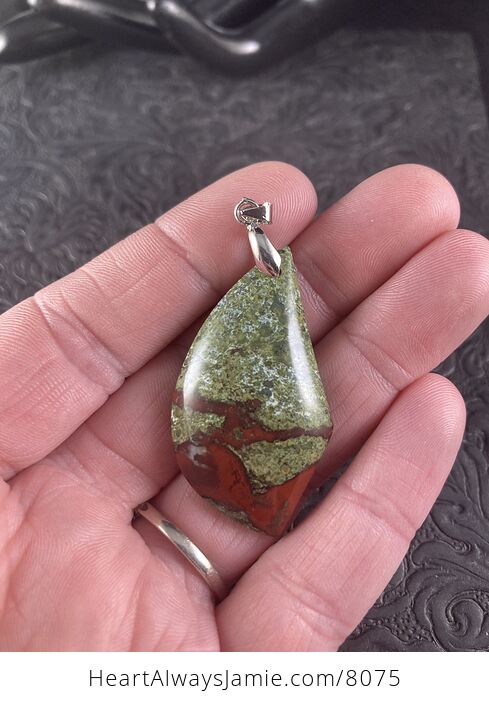 Green and Red African Bloodstone Natural Jewelry Pendant - #YXKcyjkykGY-1