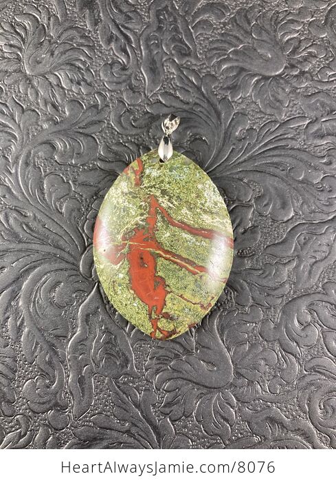Green and Red African Bloodstone Natural Jewelry Pendant - #ZvD6F1rzLjg-2