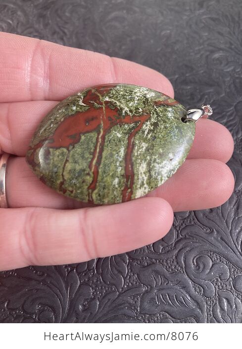 Green and Red African Bloodstone Natural Jewelry Pendant - #ZvD6F1rzLjg-6