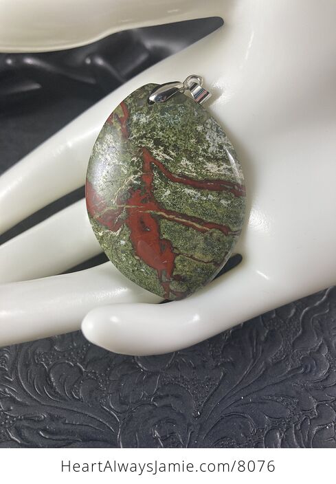 Green and Red African Bloodstone Natural Jewelry Pendant - #ZvD6F1rzLjg-5