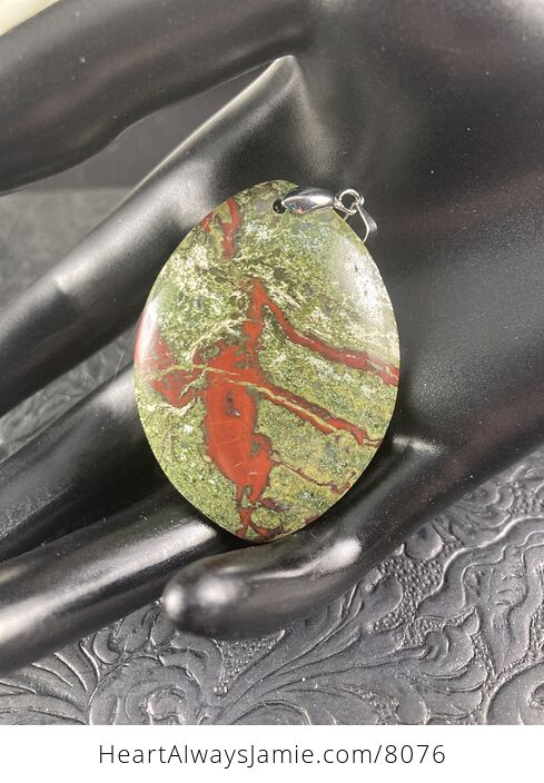 Green and Red African Bloodstone Natural Jewelry Pendant - #ZvD6F1rzLjg-4