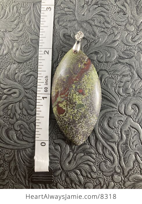 Green and Red African Bloodstone Natural Jewelry Pendant - #m2NMV1i0ZI4-5
