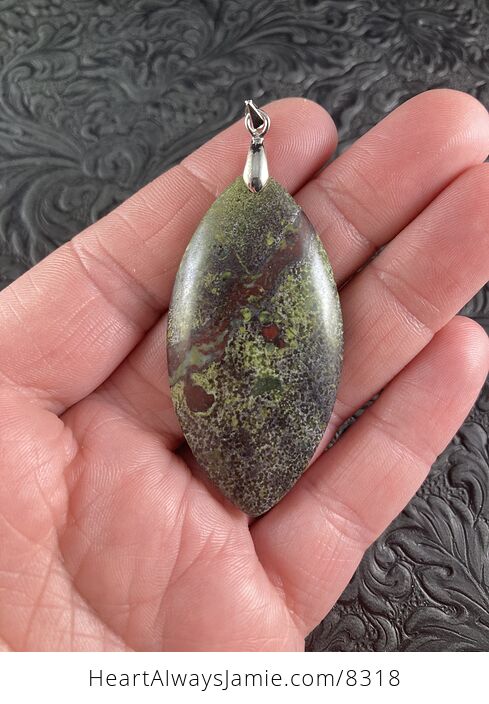 Green and Red African Bloodstone Natural Jewelry Pendant - #m2NMV1i0ZI4-1