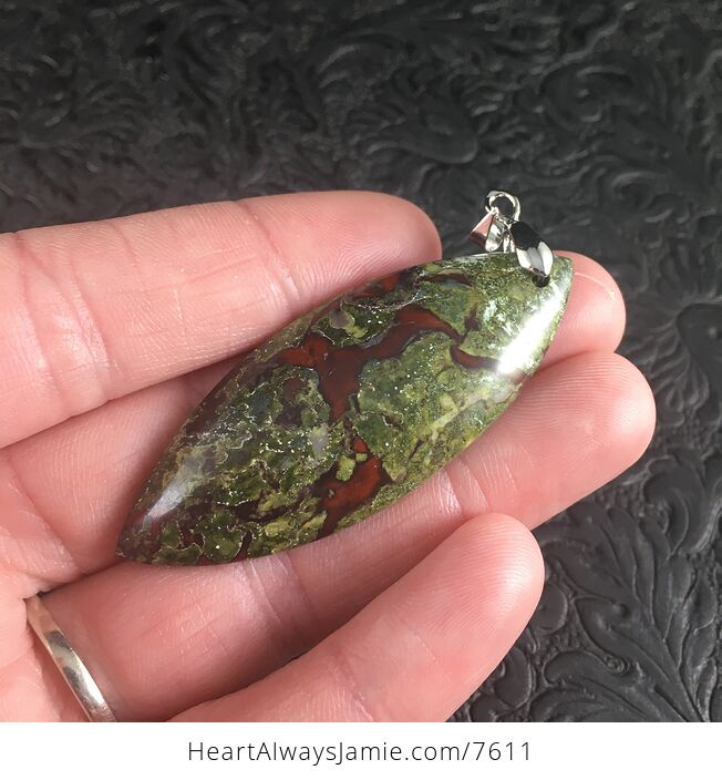 Green and Red African Dragon Bloodstone Jewelry Pendant - #jCYrxAQZHLA-3