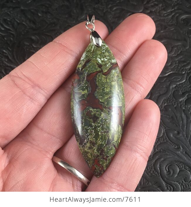 Green and Red African Dragon Bloodstone Jewelry Pendant - #jCYrxAQZHLA-1