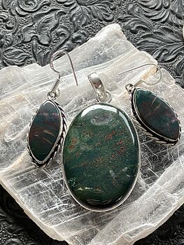 Green and Red Bloodstone Heliotrope Crystal Stone Jewelry Pendant #Zrn2taVebh0