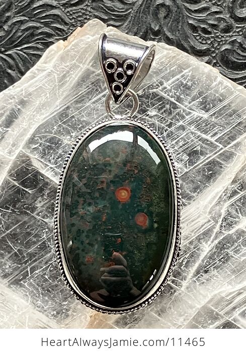 Green and Red Bloodstone Heliotrope Crystal Stone Jewelry Pendant - #AiYOzFMz9m4-1