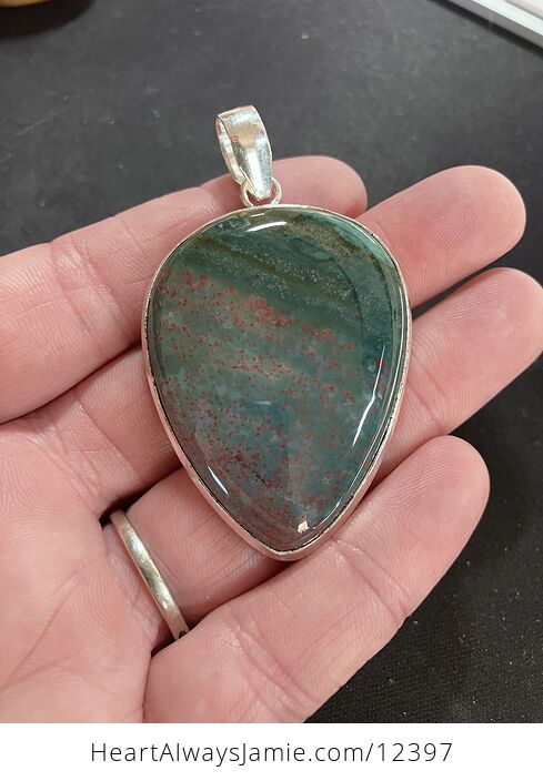 Green and Red Bloodstone Heliotrope Crystal Stone Jewelry Pendant - #UW9gPA559Yg-2