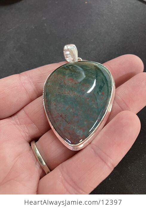 Green and Red Bloodstone Heliotrope Crystal Stone Jewelry Pendant - #UW9gPA559Yg-4