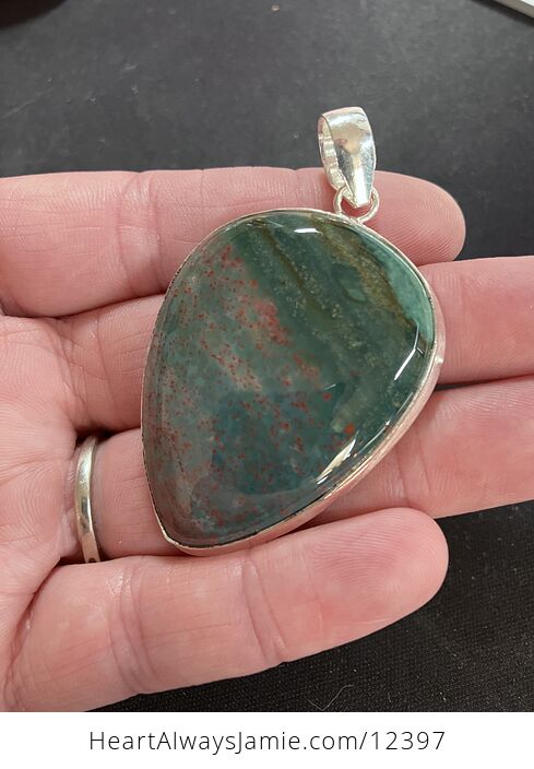 Green and Red Bloodstone Heliotrope Crystal Stone Jewelry Pendant - #UW9gPA559Yg-6