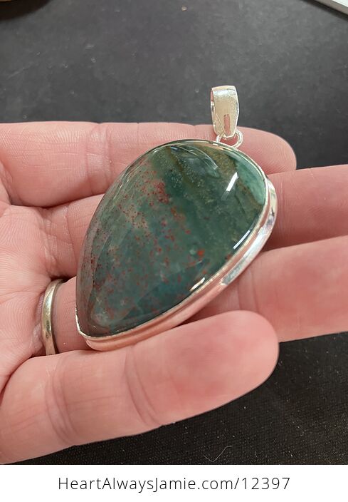 Green and Red Bloodstone Heliotrope Crystal Stone Jewelry Pendant - #UW9gPA559Yg-5