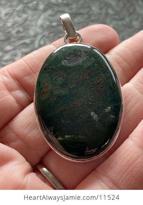 Green and Red Bloodstone Heliotrope Crystal Stone Jewelry Pendant - #Zrn2taVebh0-4