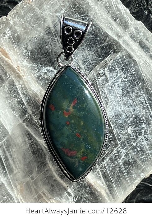 Green and Red Bloodstone Heliotrope Crystal Stone Jewelry Pendant - #h77Qj68GDTo-5