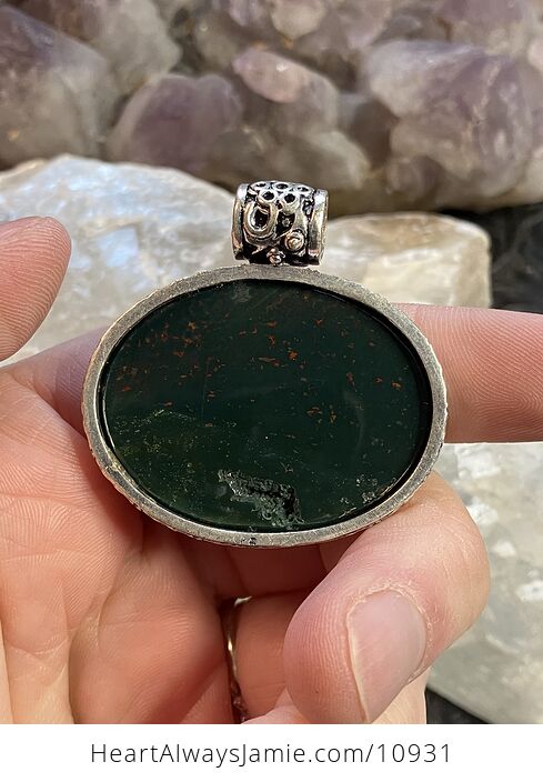 Green and Red Bloodstone Heliotrope Crystal Stone Jewelry Pendant - #sLYFW7jAbdA-4