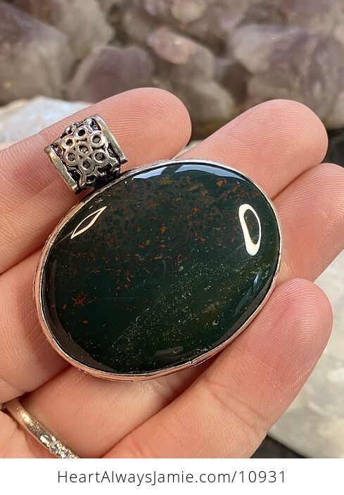 Green and Red Bloodstone Heliotrope Crystal Stone Jewelry Pendant - #sLYFW7jAbdA-2