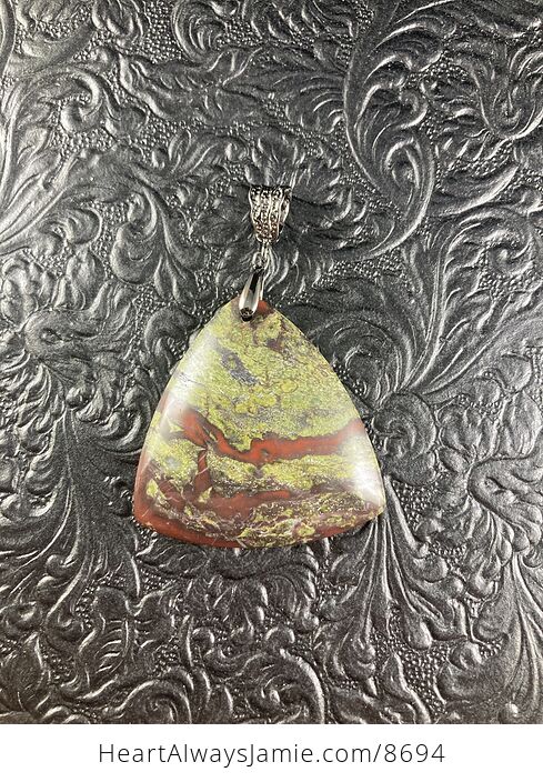 Green and Red Dragons Blood Stone Natural Jewelry Pendant - #7UBtHUVBklQ-2
