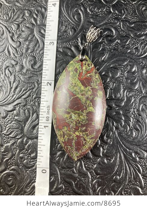 Green and Red Dragons Blood Stone Natural Jewelry Pendant - #c435bhBypg4-5