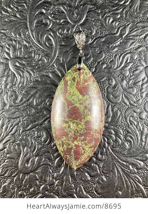 Green and Red Dragons Blood Stone Natural Jewelry Pendant - #c435bhBypg4-4