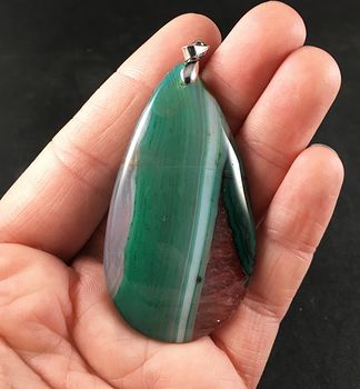 Green and Red Druzy Agate Stone Pendant #i8b79We6gM8