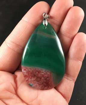 Green and Red Druzy Agate Stone Pendant Necklace #tRoZ3uvUrLs