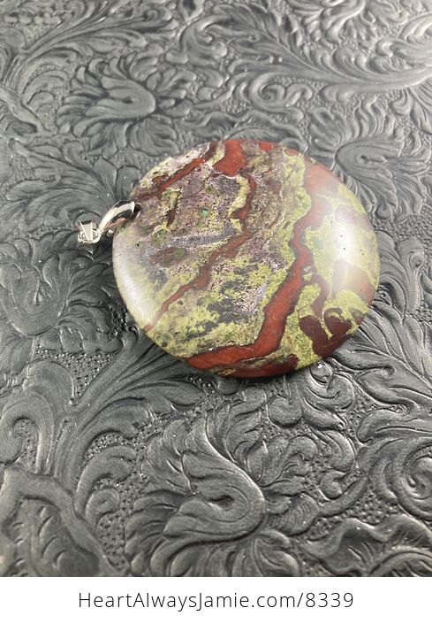 Green and Red Round African Bloodstone Natural Jewelry Pendant - #Ll2F6lGQRFs-4