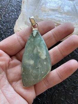Green and White Chalcedony or Chrysoprase Stone Crystal Jewelry Pendant #k7vob6C5rec