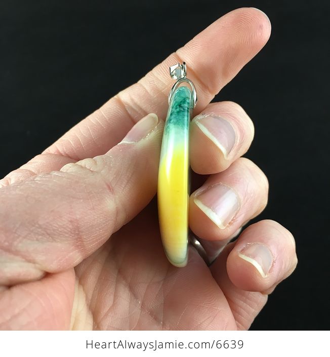 Green and Yellow Druzy Agate Stone Jewelry Pendant - #avDvmxNAiyY-5