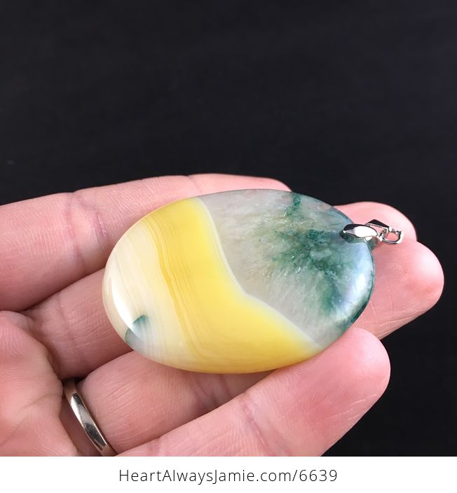 Green and Yellow Druzy Agate Stone Jewelry Pendant - #avDvmxNAiyY-3