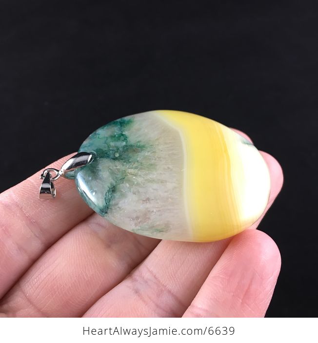 Green and Yellow Druzy Agate Stone Jewelry Pendant - #avDvmxNAiyY-4