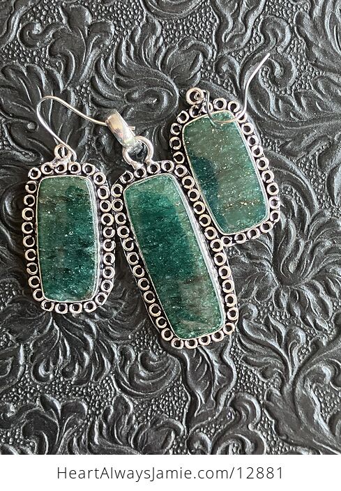 Green Aventurine Crystal Stone Jewelry Pendant and Earrings Set - #xqvQtCz2Bos-1