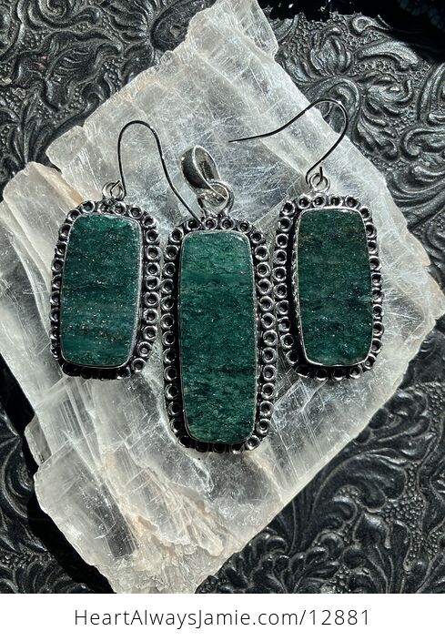 Green Aventurine Crystal Stone Jewelry Pendant and Earrings Set - #xqvQtCz2Bos-2