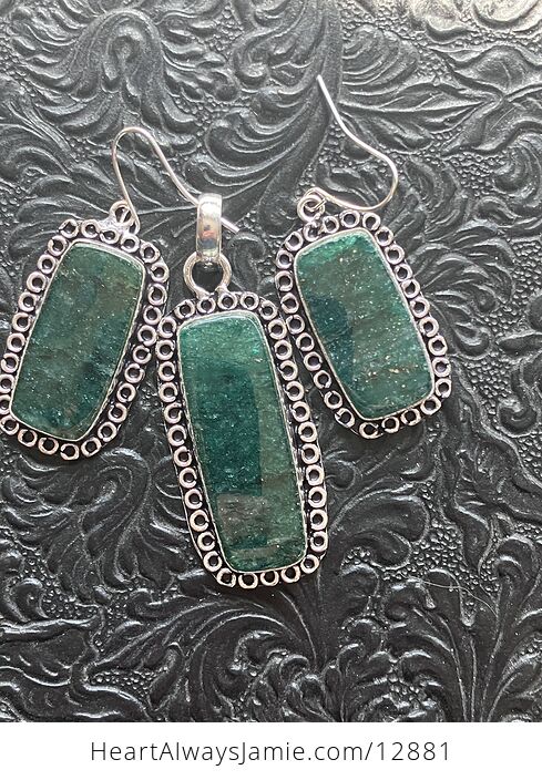 Green Aventurine Crystal Stone Jewelry Pendant and Earrings Set - #xqvQtCz2Bos-8