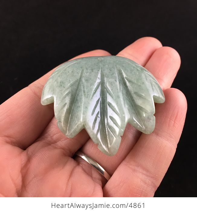 Green Aventurine Leaf Shaped Stone Jewelry Pendant - #5i7AhLJpKgo-2